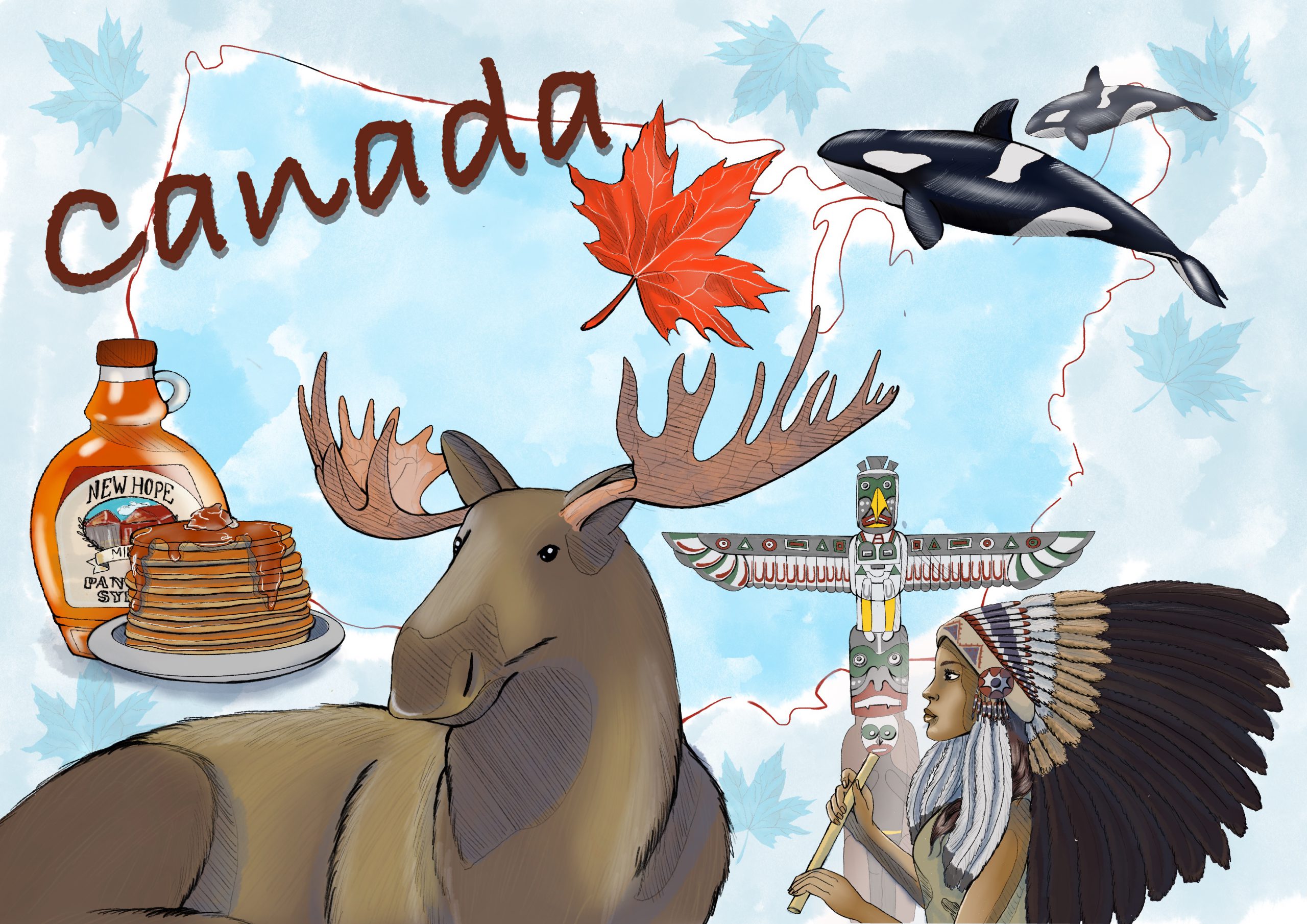 Drawing of Canada by signs - ElissDigitalArt